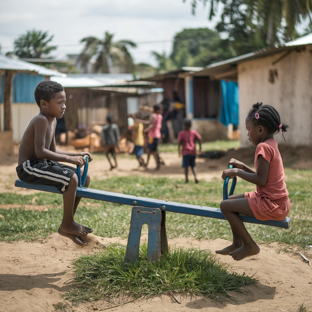 Mary and John on the seesaw.